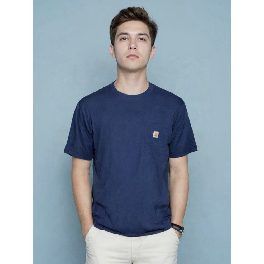 Carhartt Men’s Short Sleeve Pocket T‑Shirt L Navy Original Fit Vintage